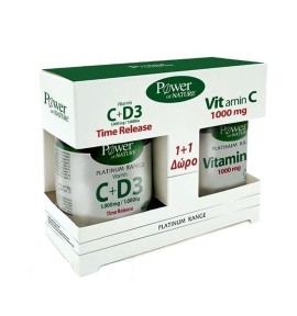 Power Health Platinum Vitamin C+D3 1000mg/1000iu 30tabs & Vitamin C 1000mg 20tabs