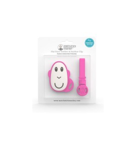 Matchstick Monkey Soother Clip Flat Monkey Teether Pink