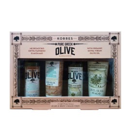 Korres Pure Greek Olive Travel Kit Nourishing Shampoo 40ml & Nourishing Conditioner 40ml & Sowergel 40ml & Body Milk 40ml