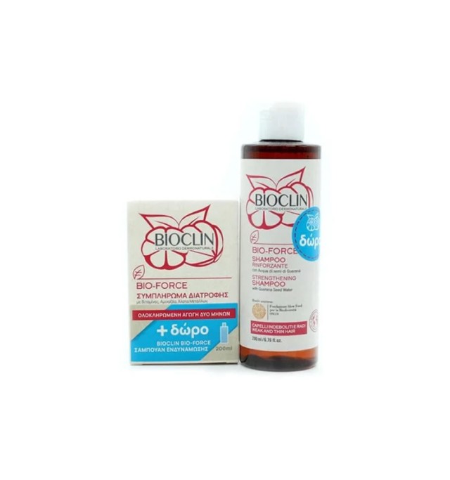 Bioclin Bio-Force Συμπλήρωμα Διατροφής για Υγιή Μαλλιά, 60tabs & Δώρο Bioclin Bio-Force Shampoo Σαμπουάν Ενδυνάμωσης, 200 ml