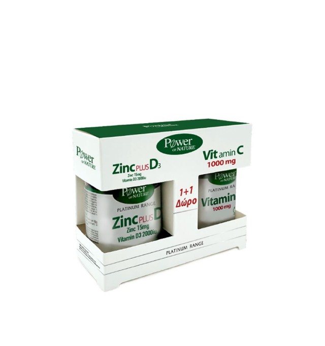 Power Health Platinum Zinc Plus D3 30s caps + ΔΩΡΟ Vitamin C 1000mg 20s tabs
