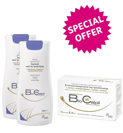 Biocalpil shampoo 200 ml κατά της Τριχόπτωσης 1+1 Δώρο + Biocalpil Forte 60caps