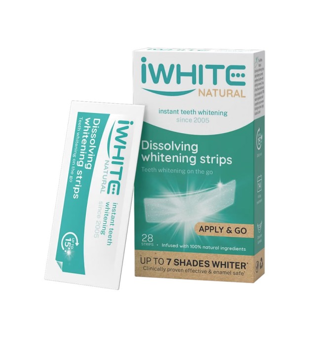 iWhite Natural Dissolving Whitening Strips Ταινίες Λεύκανσης Δοντιών, 28τμχ