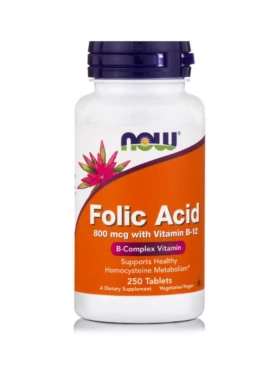 Now Foods Folic Acid 800 mcg with Vitamin B-12, 250 tabs