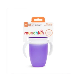 Munchkin Παιδικό Κύπελλο Miracle 360 Trainer Cup 6m+ με χερούλια 207ml Μωβ
