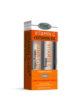 Power Health Vitamin C 1000mg με Γλυκαντικό από Στέβια & D3 1000iu 20 Αναβράζοντα Δισκία + Δώρο Vitamin C 500mg 20 Αναβράζοντα Δισκία