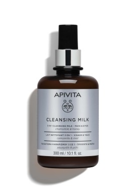 Apivita Cleansing Milk Γαλάκτωμα Καθαρισμού 3 σε 1 με Χαμομήλι & Μέλι για Πρόσωπο & Μάτια, 300ml