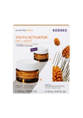 Korres Promo Black Pine Primus Wrinkle Defying Κρέμα Νεότητας Ημέρας, 40ml & Δώρο Youth Renewal Sleeping Κρέμα Νεότητας Νύχτας, 15ml, 1σετ