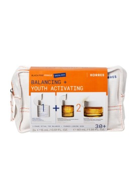 Korres Promo Pack με Smart Yoghurt Super Serum με Προβιοτικά, 15ml, Black Pine Primus 6xHA Wrinkle Smoothing Youth Activator Booster Ορός Ενεργοποίησης Νεότητας, 15ml, Wrinkle Defying Day Cream Κρέμα Νεότητας Ημέρας, 40ml & Δώρο Νεσεσέρ, 1τεμ, 1σετ