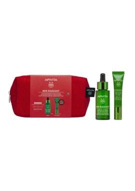 Apivita Bee Radiant Promo Pack με Ορό Ενεργοποίησης Λάμψης για Ξεκούραστη Όψη, 30ml & Δώρο Κρέμα Ματιών για Σημάδια Γήρανσης & Ξεκούραστη Όψη, 15ml & Νεσεσέρ, 1τεμ, 1σετ