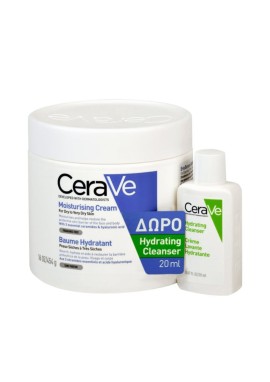 CeraVe Promo με Moisturising Cream Ενυδατική Κρέμα για Ξηρό έως Πολύ Ξηρό Δέρμα, 454g & Δώρο Hydrating Cleanser Κρέμα Καθαρισμού, 20ml, 1σετ
