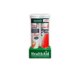HealthAid Α ΤΟ Ζ ΑCTIVE Multivitamis+Q10 -Tutti Frutti 20 tabs+ Vitamin C 1000mg Πορτοκάλι 20 tabs
