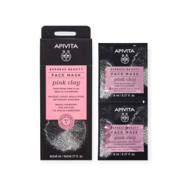 Apivita Express Beauty Μάσκα για Απαλό Καθαρισμό με ροζ άργιλο 2x8ml