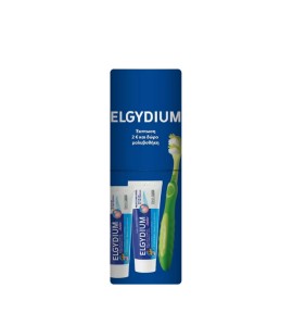 Elgydium Set Με 2 Παιδικές Οδοντόπαστες με γεύση Τσιχλόφουσκα 50ml & Οδοντόβουρτσα για παιδιά 7-12 ετών 1τμχ