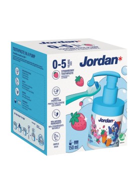 Jordan Toothpaste Παιδική Οδοντόκρεμα με Αντλία Γεύση Φράουλα 0-5χρονών, 150ml