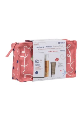 Korres Promo Antiaging & Antispot Suncare Ritual Αντηλιακή & Αντιρυτιδική Προστασία με Red Grape Αντηλιακή Κρέμα Προσώπου SPF50, 50ml, Black Pine Κρέμα Ημέρας για Σύσφιξη & Lifting, 20ml & Δώρο Naked Summers x Korres Νεσεσέρ, 1τεμ, 1σετ