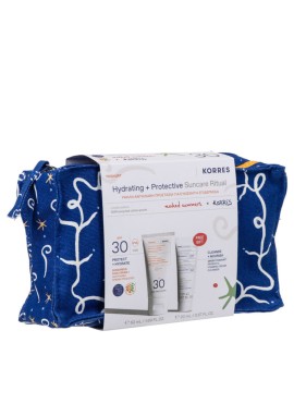 Korres Promo Hydrating & Protective Suncare Ritual Υψηλή Αντηλιακή Προστασία με Yoghurt Αντηλιακή Κρέμα Προσώπου SPF30, 50ml, Greek Yoghurt Αφρώδης Κρέμα Καθαρισμού με Προβιοτικά, 20ml & Δώρο Naked Summers x Korres Νεσεσέρ, 1τεμ, 1σετ