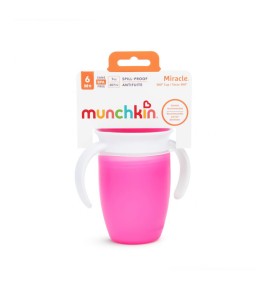 Munchkin Παιδικό Κύπελλο Miracle 360 Trainer Cup 6m+ με χερούλια 207ml Ροζ