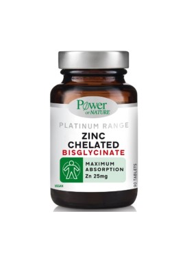 Power of Nature Platinum Range Zinc Chelated Bisglycinate Zn 25mg, 90tablets