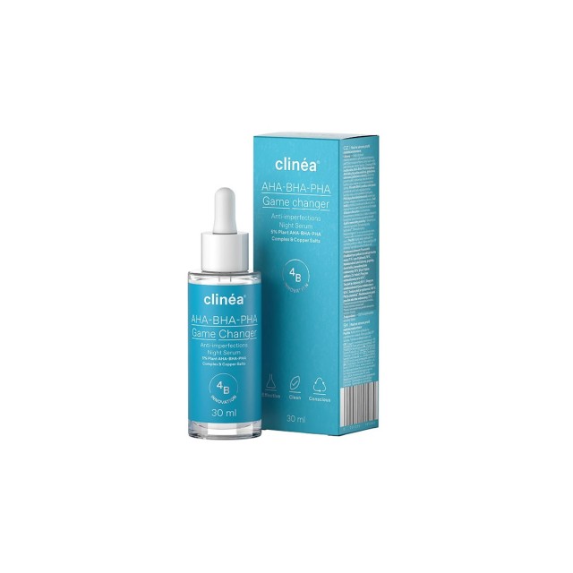 Clinea AHA-BHA-PHA Game Changer Anti-imperfections Αντιγηραντικό Serum Προσώπου με Κολλαγόνο για Σύσφιξη & Ατέλειες 30ml