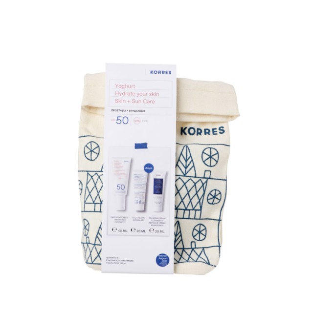 Korres Promo Sunscreen Face Gel SPF50, 40ml & Nourishing Probiotic Ενυδατική Gel Cream, 20ml & Foaming Cream Cleanser, 20ml