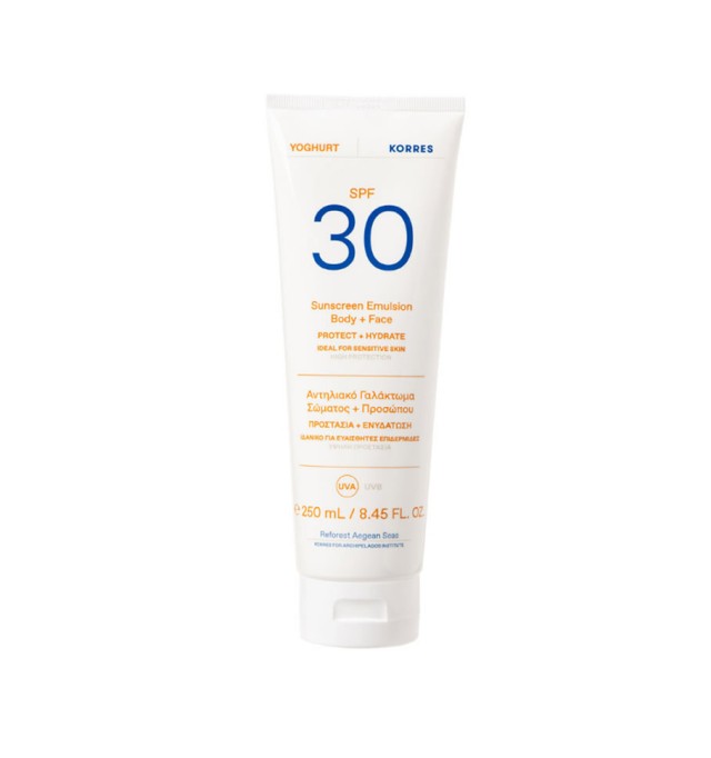 Korres Αντηλιακό Γαλάκτωμα Σώματος + Προσώπου SPF30, 250ml