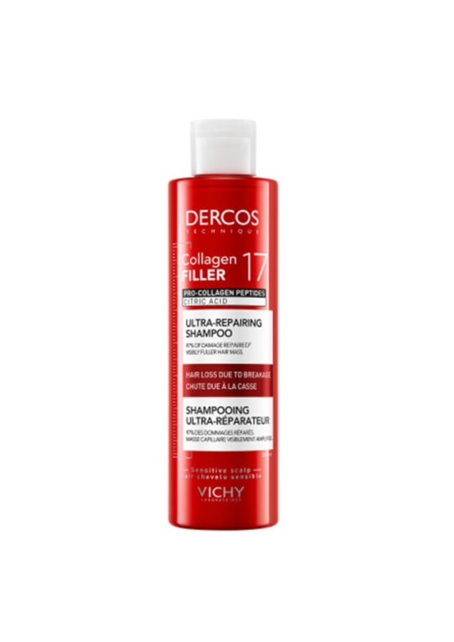 Vichy Dercos Collagen Filler 17 Ultra-Repairing Shampoo Επανορθωτικό Σαμπουάν Μαλλιών κατά του Σπασίματος, 200m