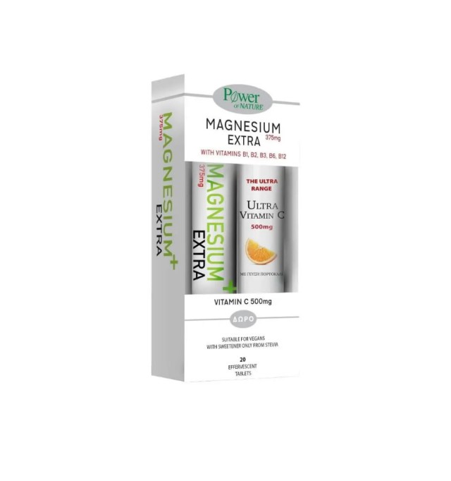 Power Health Magnesium Extra 375mg 20eff+ ΔΩΡΟ Vit-C 500mg 20s