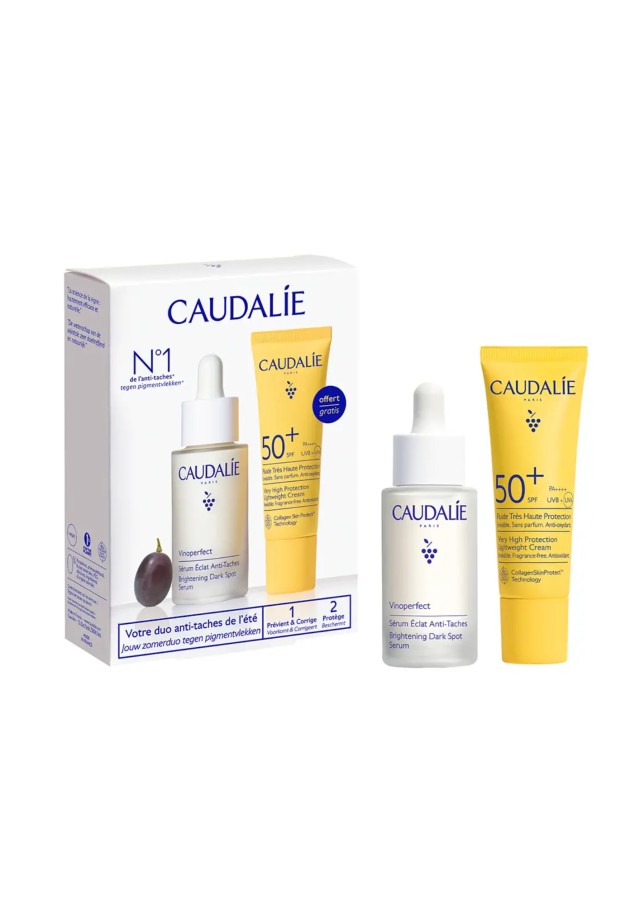 Caudalie Dark-Spot Correcting Summer Duo Promo Vinoperfect Brightening Dark Spot Serum Ορός Προσώπου Λάμψης για Πανάδες, 30ml & Vinosun Lightweight Cream Αντηλιακή Κρέμα Ελαφριάς Υφής SPF50+, 20ml, 1σετ
