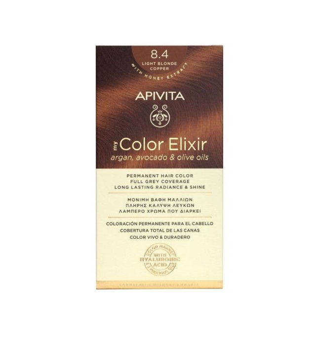 Apivita My Color Elixir Μόνιμη Βαφή Μαλλιών 8.4 ΞΑΝΘΟ ΑΝΟΙΧΤΟ ΧΑΛΚΙΝΟ