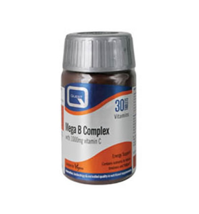 Quest Vitamins Mega B Complex 50mg plus 1000mg vitamin C 30caps