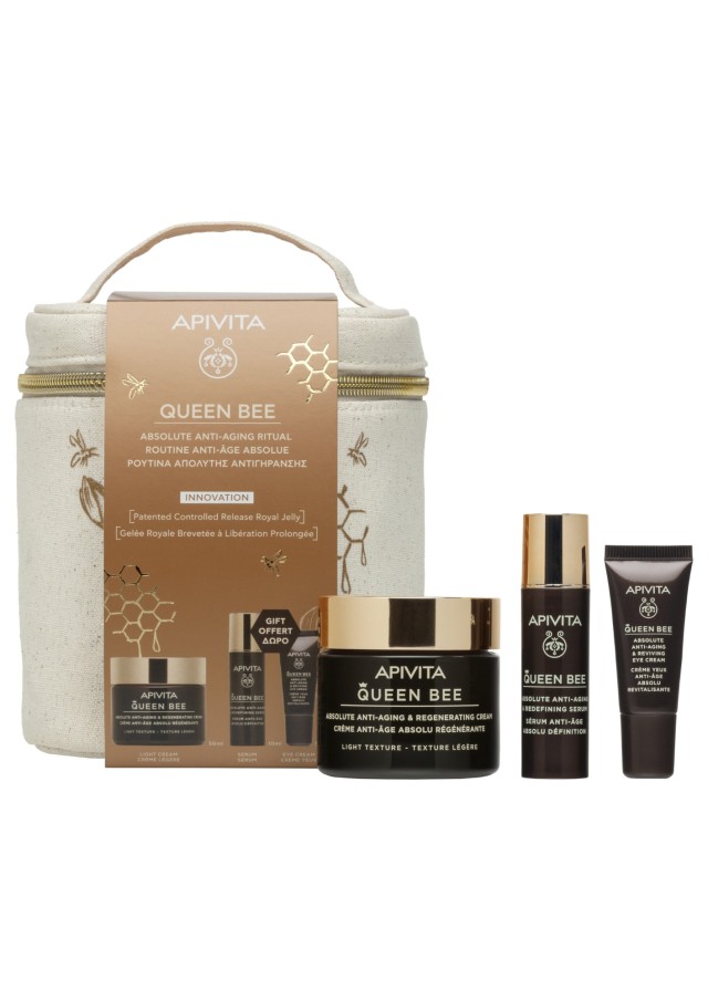 Apivita Promo Queen Bee Routine Κρέμα Αντιγήρανσης & Αναγέννησης, ΕΛΑΦΡΙΑΣ ΥΦΗΣ 50ml, Ορός Αντιγήρανσης & Αναγέννησης, 10ml & Δώρο Κρέμα Ματιών Αντιγήρανσης & Αναζωογόνησης, 5ml, 1σετ