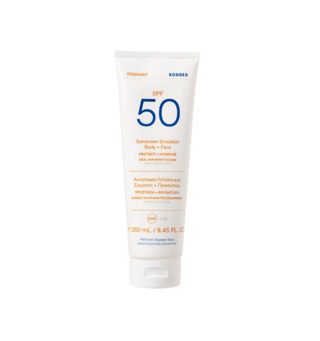 Korres Αντηλιακό Γαλάκτωμα Σώματος + Προσώπου SPF50, 250ml