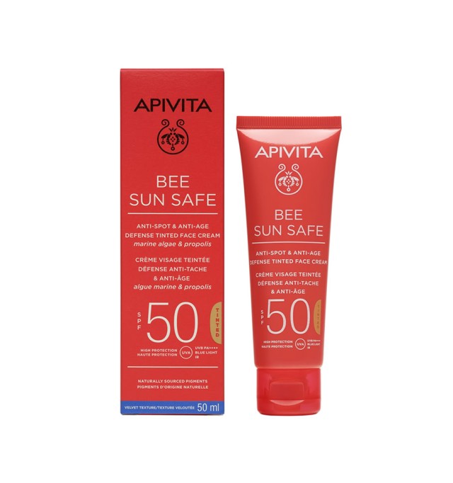 Apivita Bee Sun Safe Κρεμα Προσώπου Κατά των Πανάδων & των Ρυτίδων SPF50 Με Χρώμα 50ml