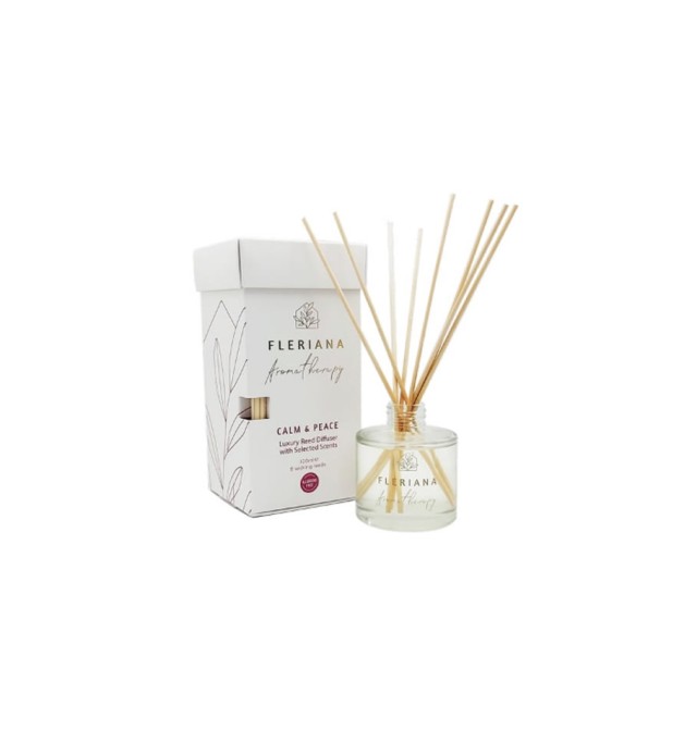 Fleriana Aromatherapy Calm & Peace Luxury Reed Diffuser Αρωματικό χώρου 100 ml & 8 στικ
