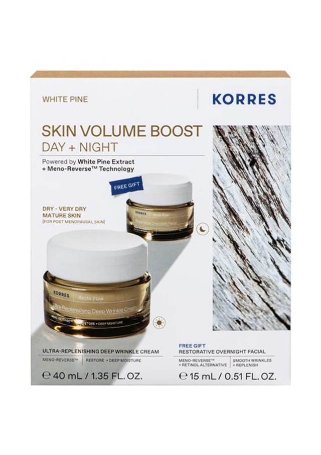 Korres Promo White Pine Ultra Replenishing Deep Wrinkle Κρέμα Ημέρας για Αναπλήρωση Όγκου, 40ml & Δώρο Restorative Overnight Facial Κρέμα Νύχτας, 15ml, 1σετ