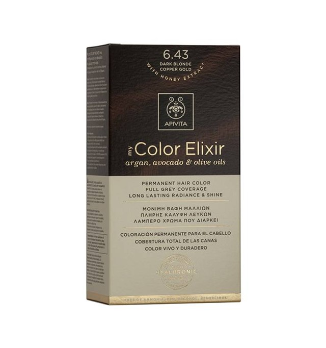 Apivita My Color Elixir Μόνιμη Βαφή Μαλλιών 6.43 ΞΑΝΘΟ ΣΚΟΥΡΟ ΧΑΛΚΙΝΟ ΜΕΛΙ