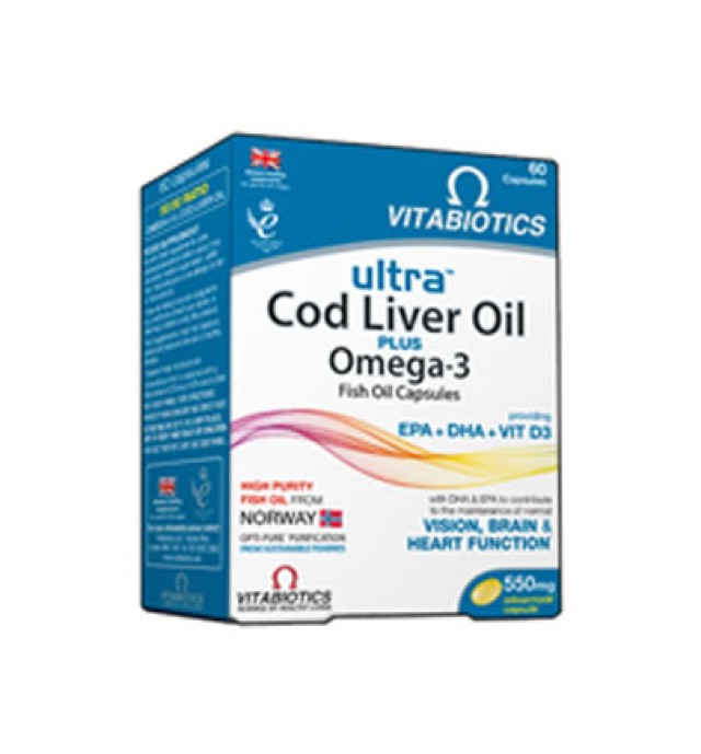 Vitabiotics Ultra 2 in 1 Cod Liver Oil Capsules, 60s