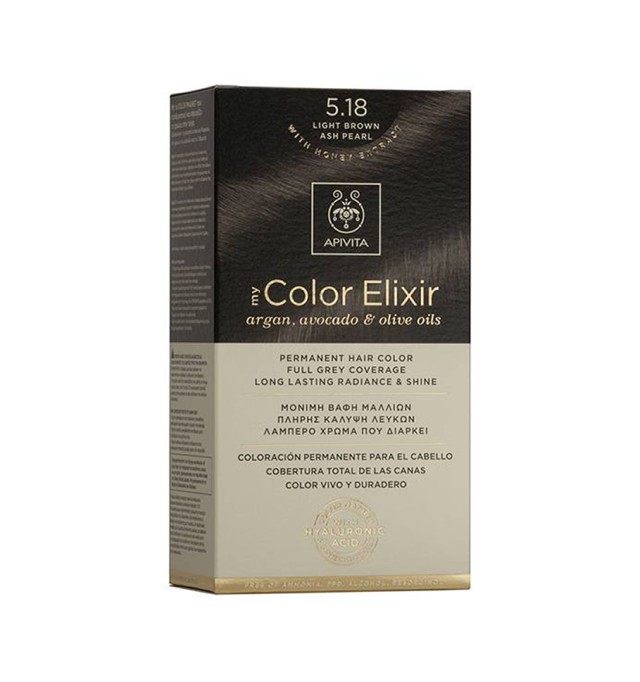 Apivita My Color Elixir Μόνιμη Βαφή Μαλλιών 5.18 ΚΑΣΤΑΝΟ ΑΝΟΙΧΤΟ ΣΑΝΤΡΕ ΠΕΡΛΕ