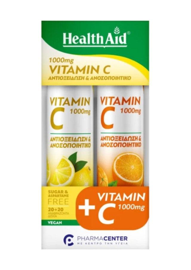Health Aid Vitamin C 1000mg Λεμόνι 20 tabs+Vitamin C 1000mg Πορτοκάλι 20 tabs
