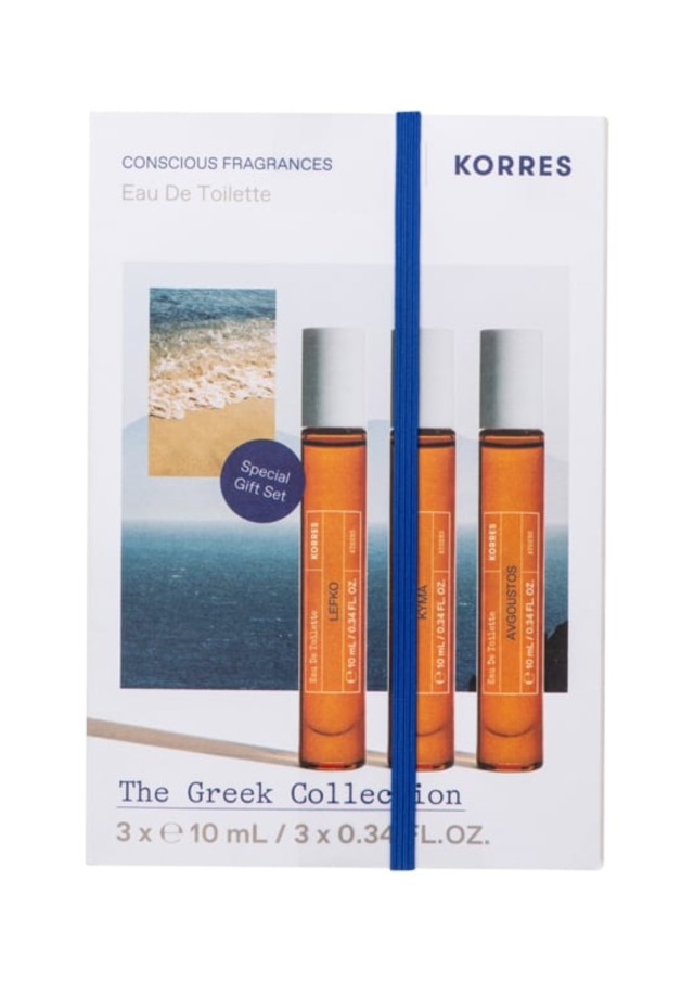 Korres The Greek Collection Promo Pack Σετ Αρωμάτων με Lefko Eau de Toilette Άρωμα, 10ml, Kyma Eau de Toilette Άρωμα, 10ml & Avgoustos Eau de Toilette Άρωμα, 10ml, 1σετ