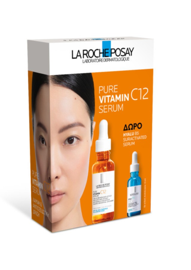 La Roche-Posay Promo Pure Vitamin C12 Serum Αντιρυτιδικός Ορός Λάμψης με Βιταμίνη C, 30ml & Δώρο Ηyalu B5 Suractivated Serum Ορός Επανόρθωσης & Αναπλήρωσης Όγκου, 10ml
