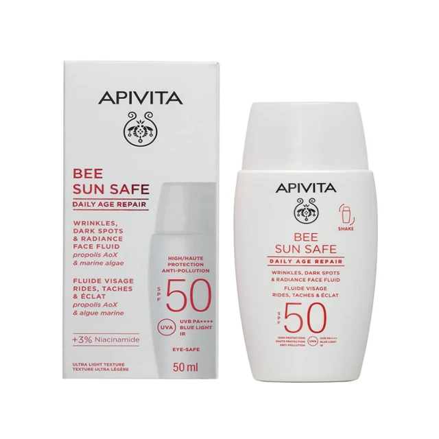 Apivita Bee Sun Safe Daily Age Repair Dry Touch Λεπτόρευστη Κρέμα Προσώπου κατά των Πανάδων & Ρυτίδων SPF50, 50ml