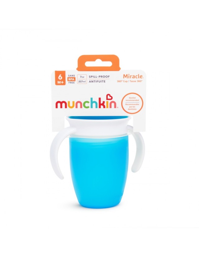 Munchkin Παιδικό Κύπελλο Miracle 360 Trainer Cup 6m+ με χερούλια 207ml Μπλε