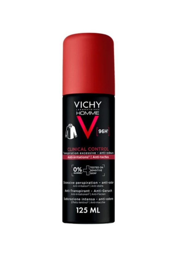 Vichy Homme Clinical Control 96h Ανδρικό Αποσμητικό Σπρέι για 96 Ώρες Προστασίας, 125ml