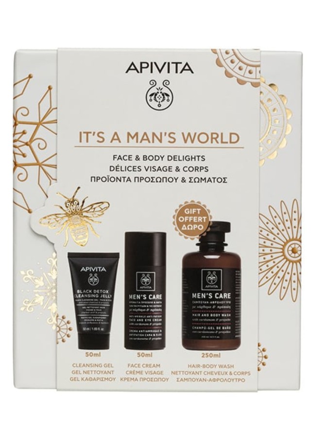 Apivita Promo Mens Care Σετ Ανδρικής Περιποίησης με Κρέμα Προσώπου & Ματιών, 50ml, Gel Καθαρισμού για Πρόσωπο & Μάτια, 50ml & Δώρο Σαμπουάν - Αφρόλουτρο, 250ml, 1σετ