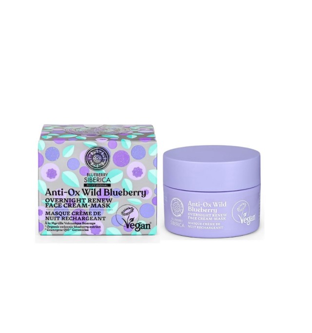 Natura Siberica Anti-Ox Wild Blueberry Overnight Renewing Face Cream-Mask, 50ml