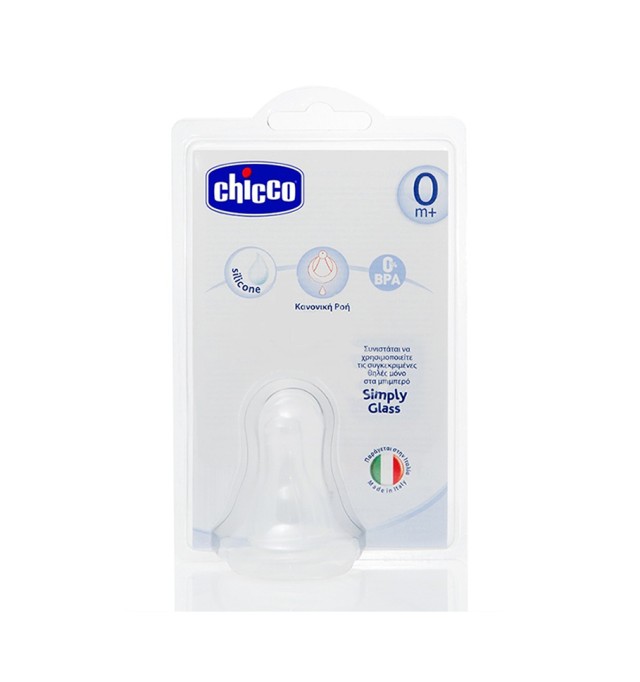 Chicco Θηλή Σιλικόνης Simply Glass 0m+ Κανονική Ροή 1τμχ