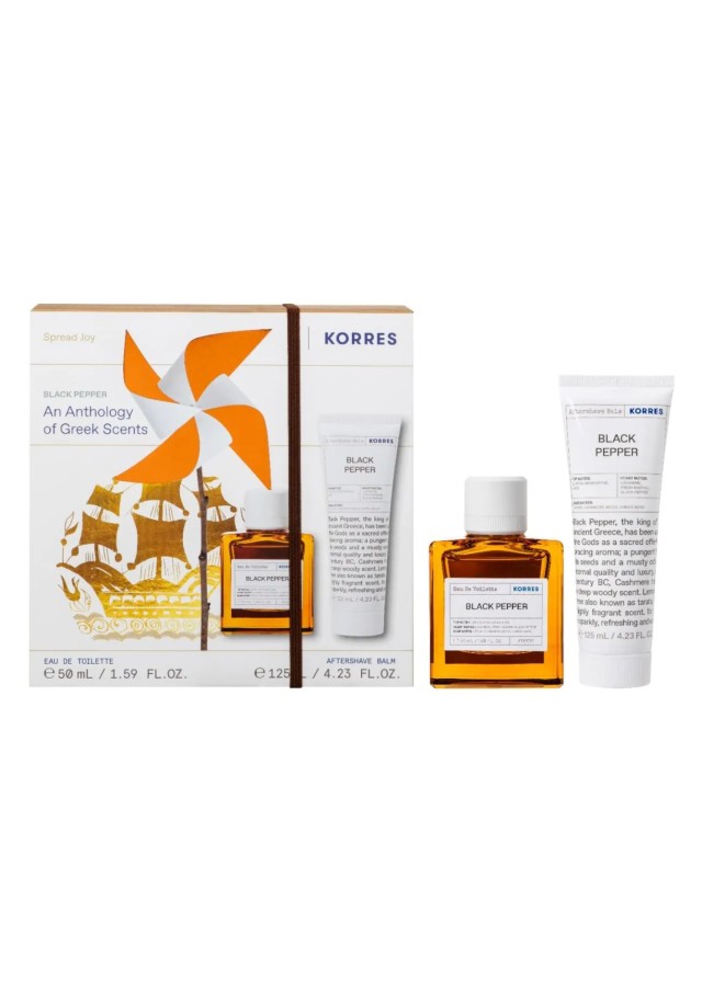 Korres Aνδρικό Promo Pack Black Pepper Άρωμα, 50ml & Black Pepper Γαλάκτωμα για Μετά το Ξύρισμα, 125ml, 1σετ