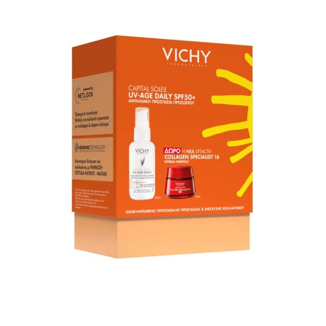 Vichy Promo Capital Soleil UV-Age Daily SPF50+, 40ml & Liftactiv Collagen Specialist 16 Day Cream 15ml